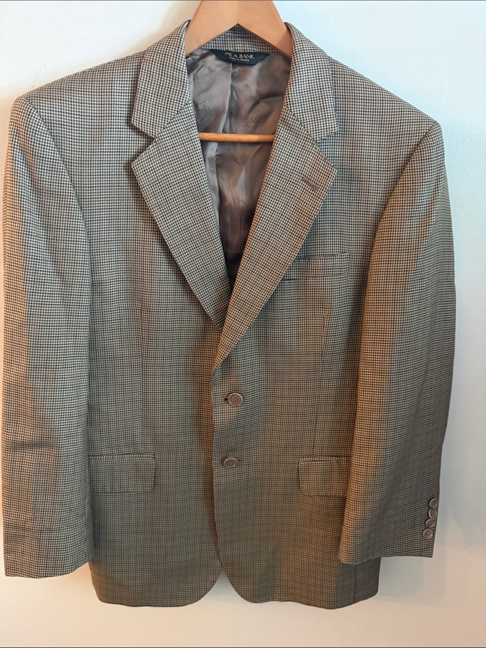 Jos. A. Bank Brown & Tan Houndstooth Sport Coat Size Men’s 38SH Wool Silk Blend